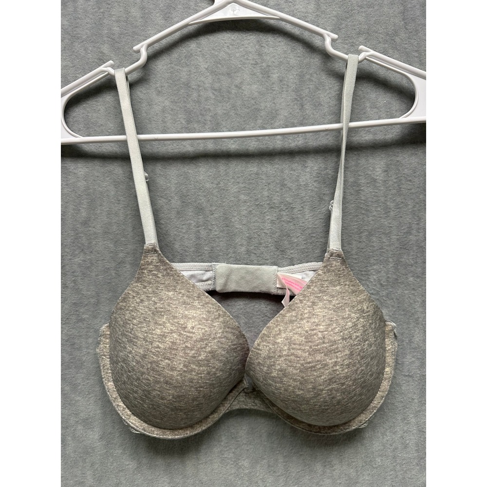 Victoria's Secret PINK Push-Up Bra 34C Gray Heathered Wear Everywhere